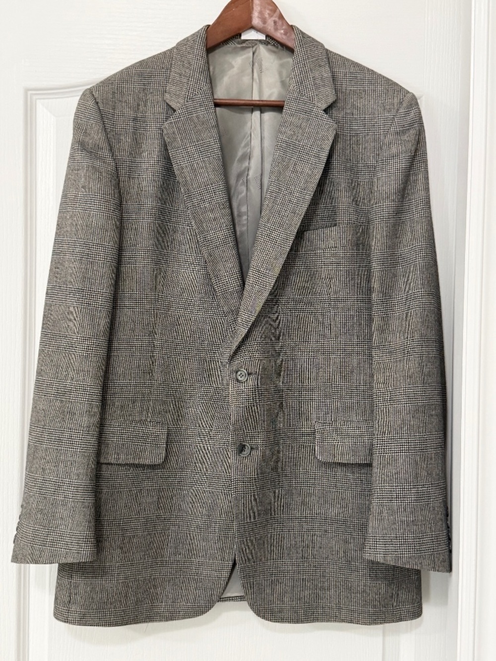 Authentic Vintage Lanvin Paris Mens Grey Glen Plaid Sport Coat / Blazer